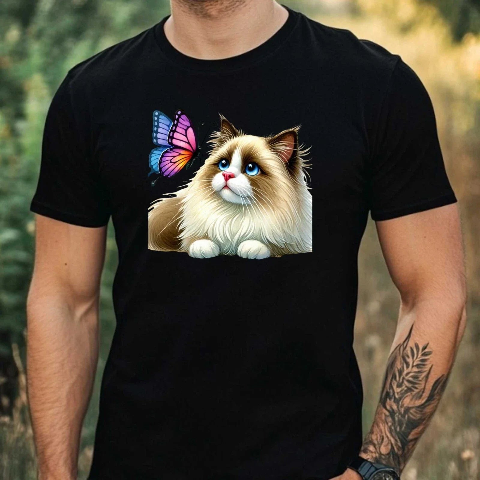 Mens Watercolour Ragdoll Cat Print Cotton T-Shirt Size XS to 5XL Unisex T-shirt, Sweatshirt, Hoodie, Long Sleeve Tee - T-Shirt, Sweatshirt, Hoodie