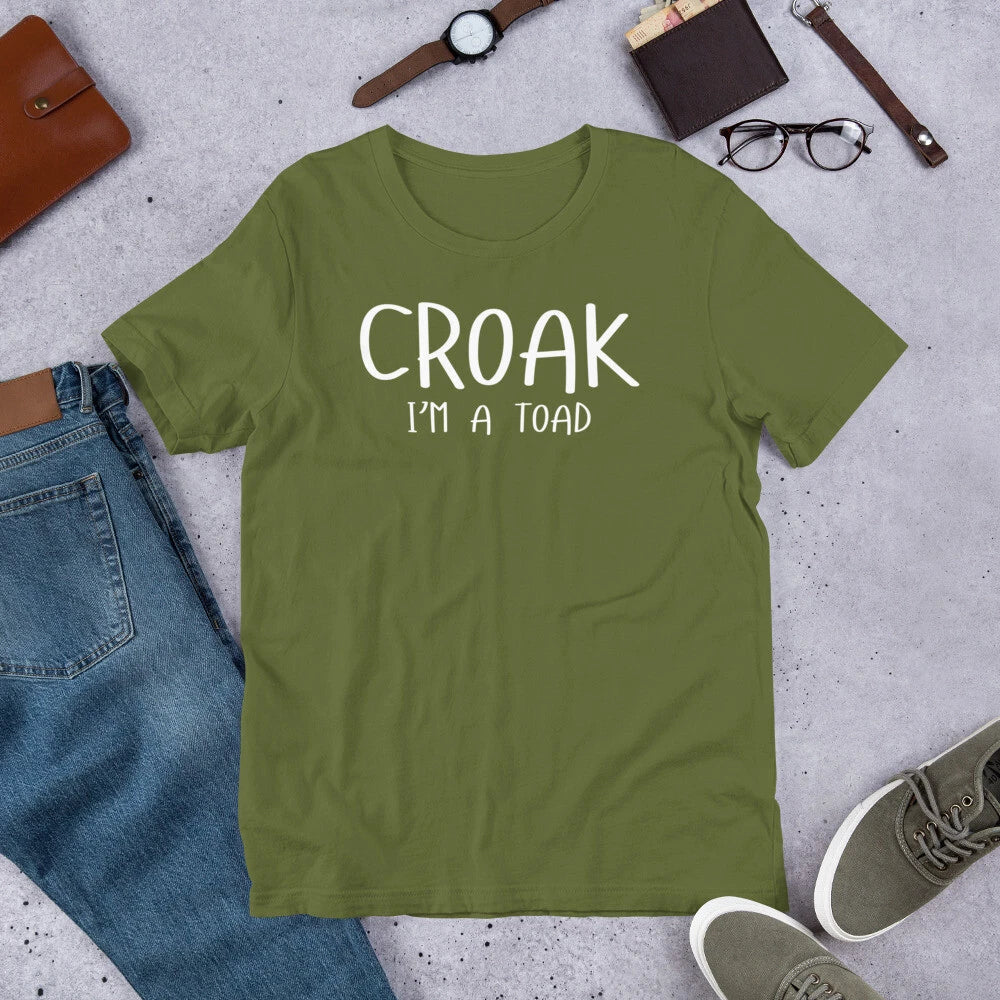 Croak I'm a Toad Funny Lazy Halloween Human Costume Party Unisex t-shirt Unisex T-shirt, Sweatshirt, Hoodie, Long Sleeve Tee - T-Shirt, Sweatshirt, Hoodie