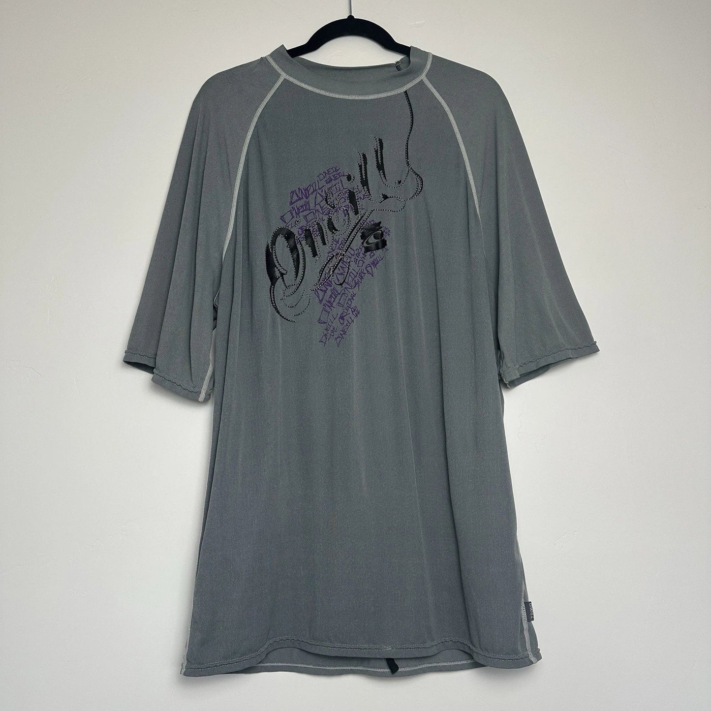 Y2K ONeil Nylon Surf Shirt Tribal Graphic T Shirt Grey Elbow Sleeve Mens L Unisex T-shirt, Sweatshirt, Hoodie, Long Sleeve Tee - T-Shirt, Sweatshirt, Hoodie