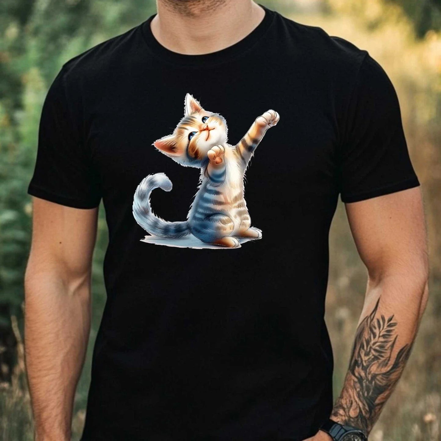 Mens Yoga Cat Print Cotton T-Shirt Size XS to 5XL Unisex T-shirt, Sweatshirt, Hoodie, Long Sleeve Tee - T-Shirt, Sweatshirt, Hoodie