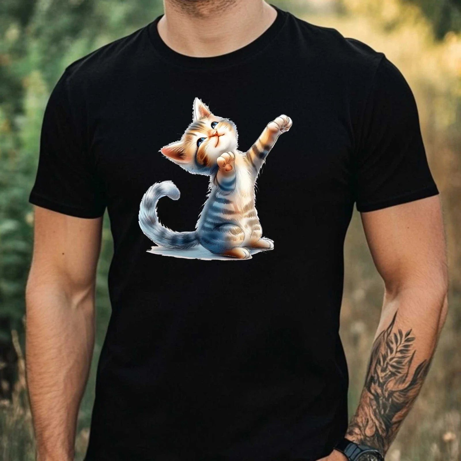 Mens Yoga Cat Print Cotton T-Shirt Size XS to 5XL Unisex T-shirt, Sweatshirt, Hoodie, Long Sleeve Tee - T-Shirt, Sweatshirt, Hoodie
