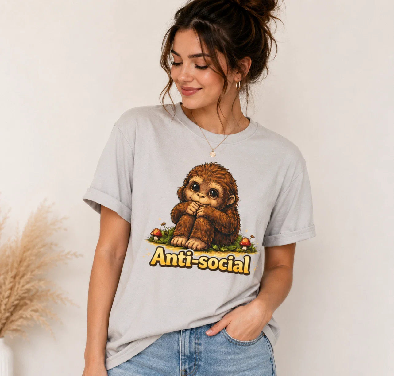 Cute Baby Sasquatch Anti Social T Shirt Funny Bigfoot Woodland Unisex Tee Unisex T-shirt, Sweatshirt, Hoodie, Long Sleeve Tee - T-Shirt, Sweatshirt, Hoodie
