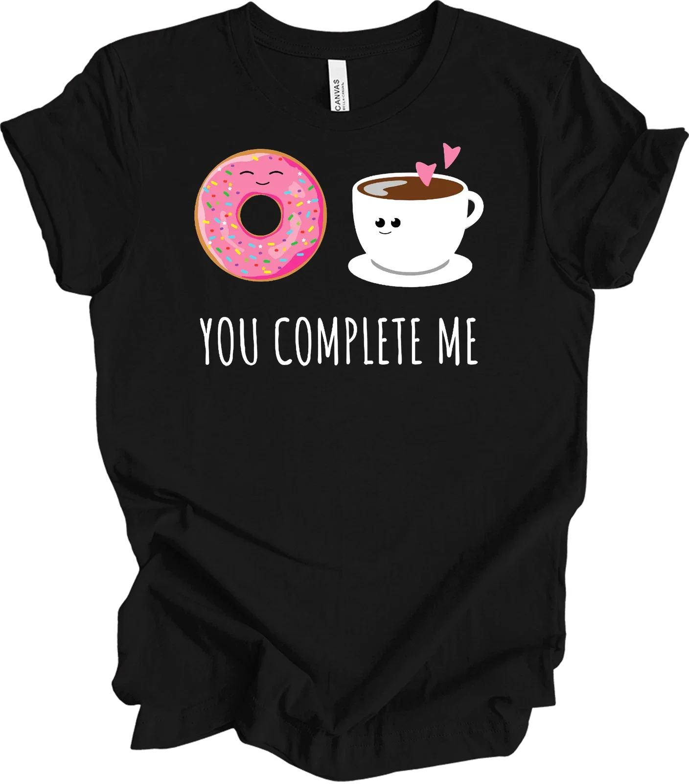 You Complete Me Donut Coffee T-Shirt Kawaii Funny Doughnut Gift Cute BFF Tee Unisex T-shirt, Sweatshirt, Hoodie, Long Sleeve Tee - T-Shirt, Sweatshirt, Hoodie