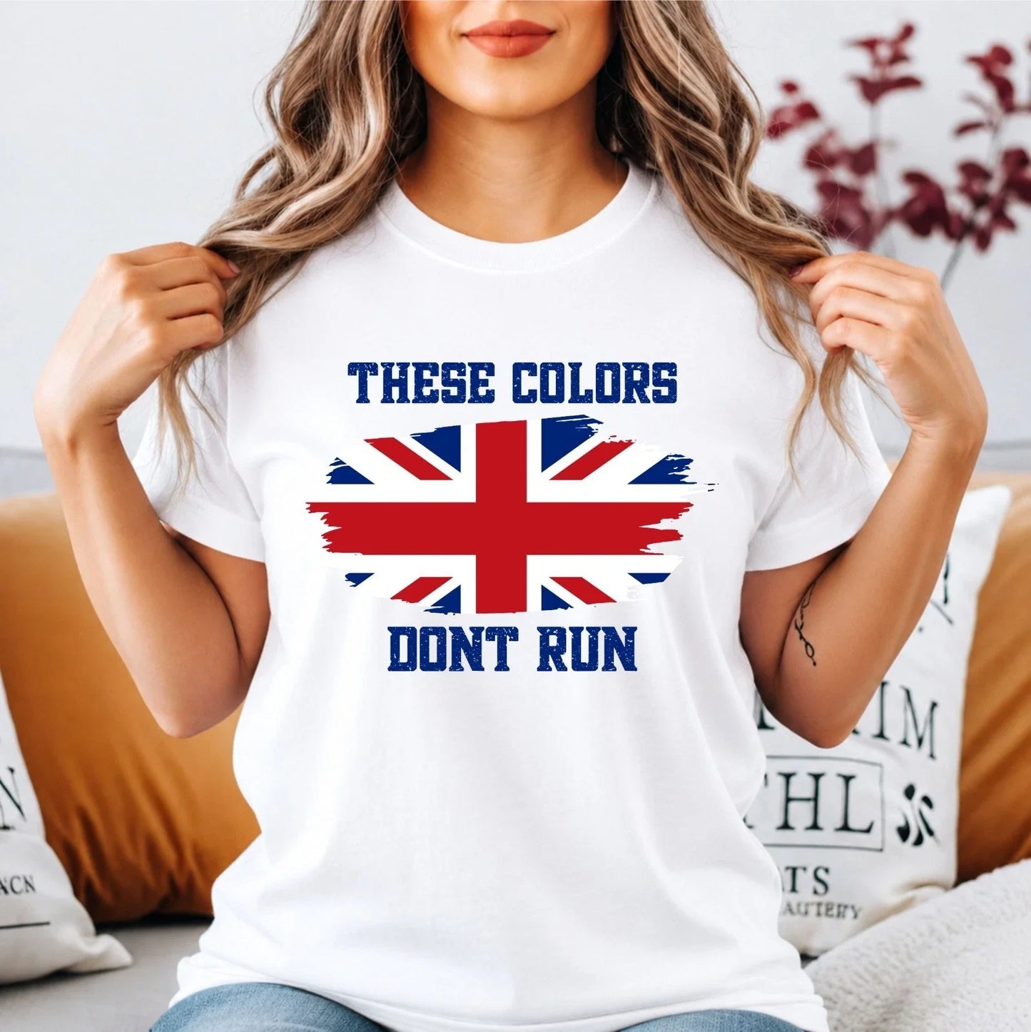 These Colors Don't Run UK Flag T-Shirt - British Patriot Union Jack Gift Shirt Unisex T-shirt, Sweatshirt, Hoodie, Long Sleeve Tee - T-Shirt, Sweatshirt, Hoodie