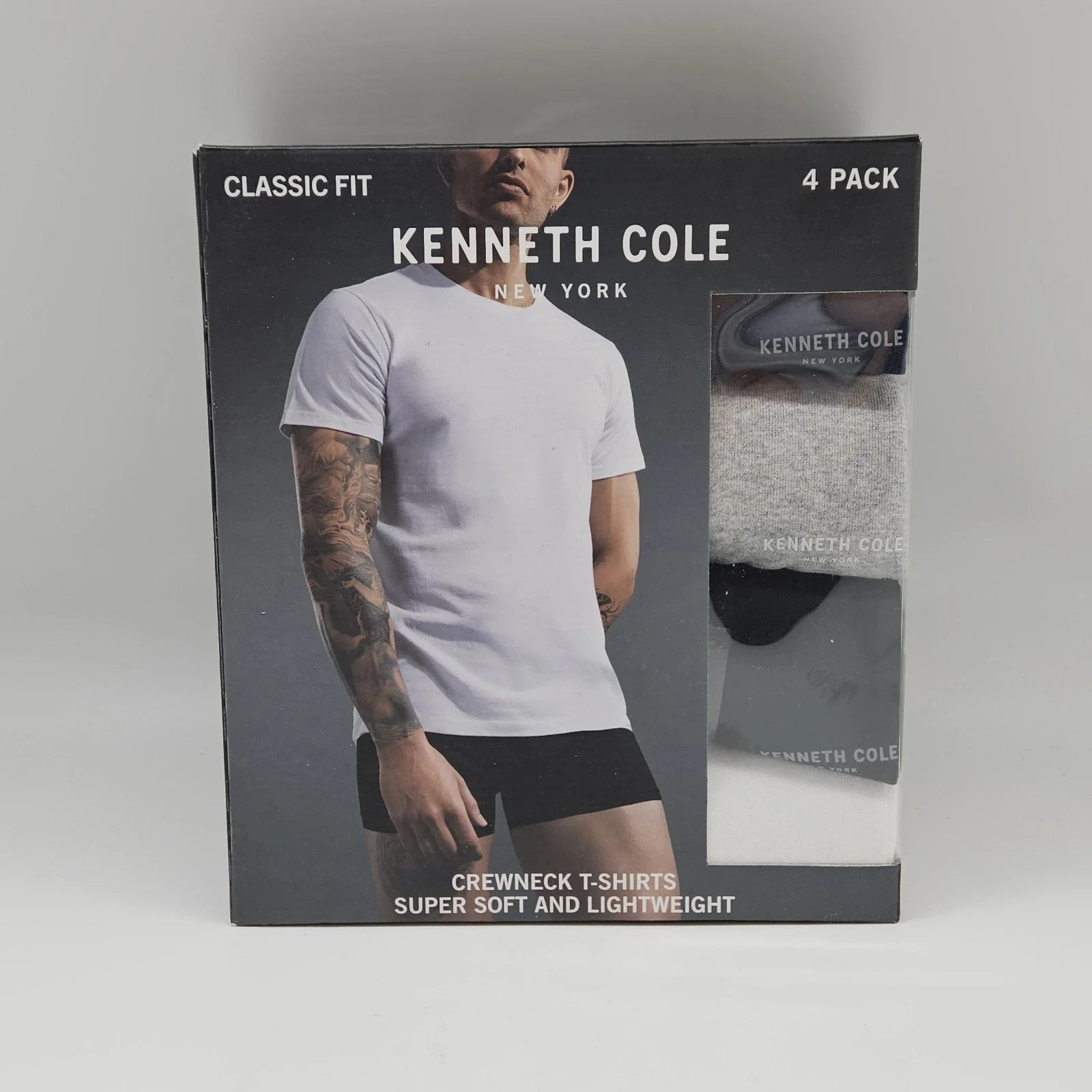 4Pk KENNETH COLE Men S M L XL White Black Gray Crew Neck Cotton Logo T Shirt Set Unisex T-shirt, Sweatshirt, Hoodie, Long Sleeve Tee - T-Shirt, Sweatshirt, Hoodie