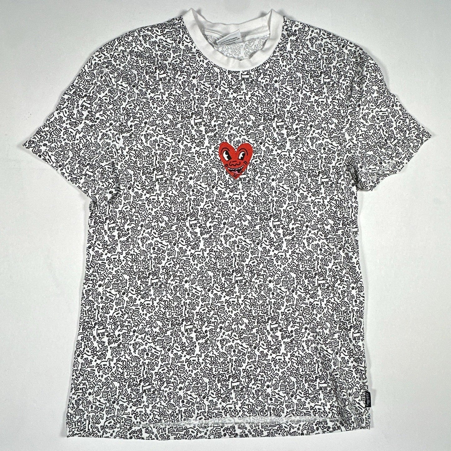 Keith Haring T Shirt XS White Monogram Print Heart Patch Streetwear Art Unisex T-shirt, Sweatshirt, Hoodie, Long Sleeve Tee - T-Shirt, Sweatshirt, Hoodie