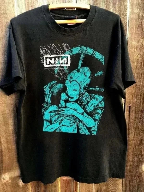 VTG Nine Inch Nail Shirt With Teeth 2005 Tour Poster Reprint NIN Band Black Tee Unisex T-shirt, Sweatshirt, Hoodie, Long Sleeve Tee - T-Shirt, Sweatshirt, Hoodie
