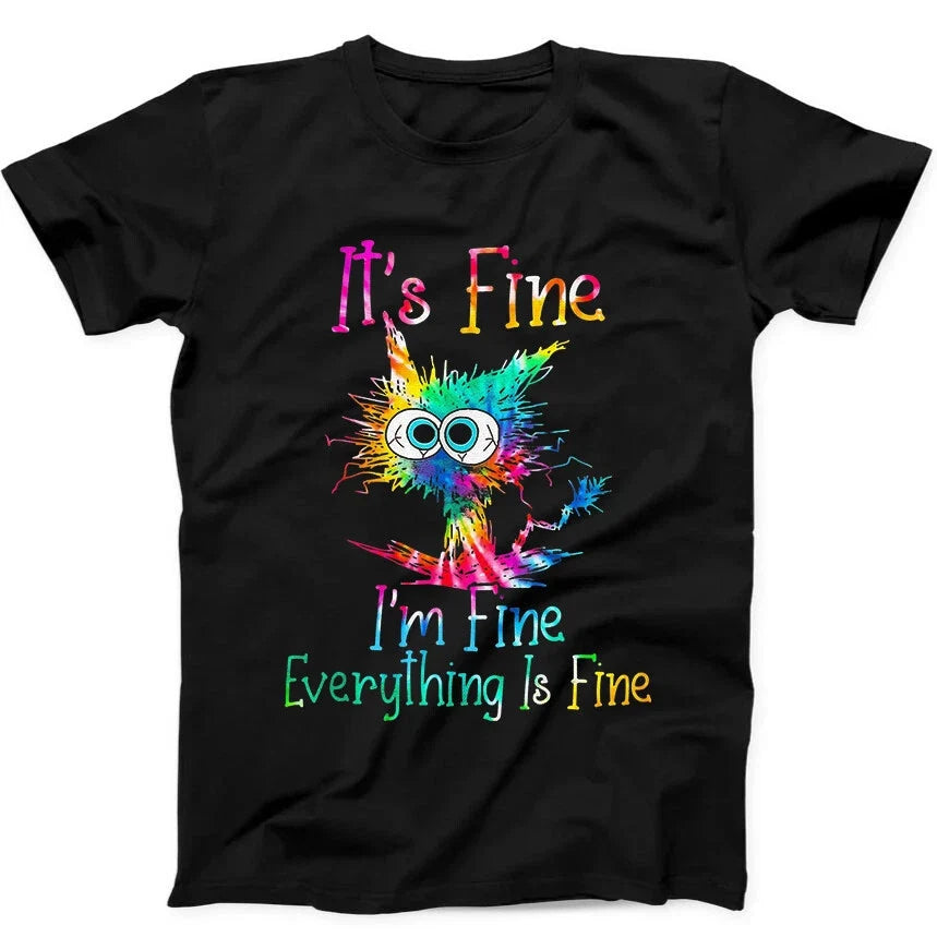 It's Fine I'm Fine Everything Is Fine Cat Meme Funny Gift Tee  T Shirt 122 Unisex T-shirt, Sweatshirt, Hoodie, Long Sleeve Tee - T-Shirt, Sweatshirt, Hoodie