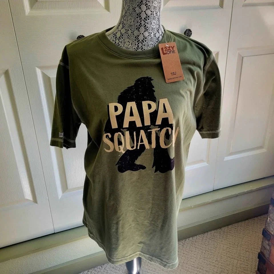 Green LazyOne Men's Papa Squatch Tee With A Graphic Design Of A Sasquatch Unisex T-shirt, Sweatshirt, Hoodie, Long Sleeve Tee - T-Shirt, Sweatshirt, Hoodie