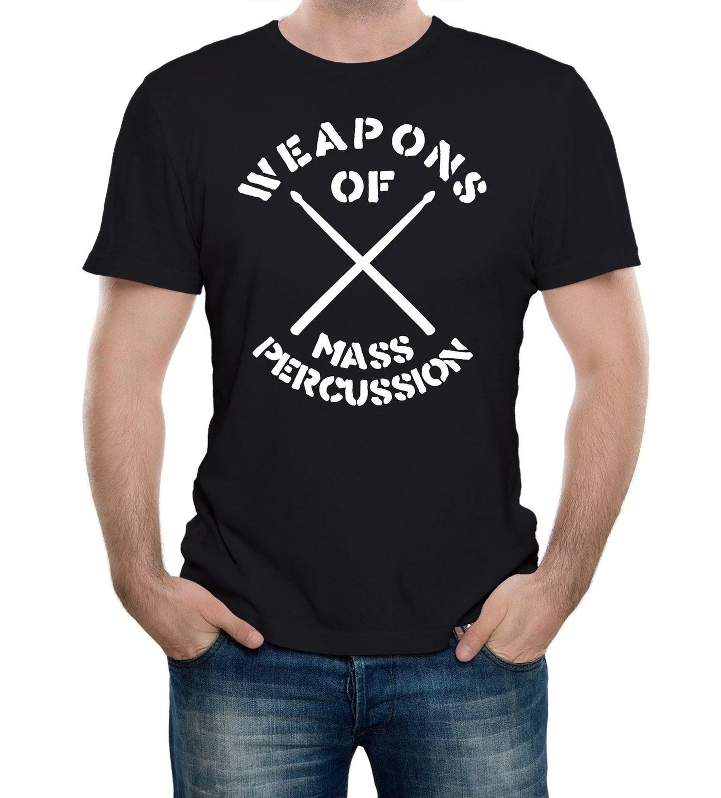 Weapons of Mass Percussion T-Shirt - Funny t shirt retro drum drummer joke music Unisex T-shirt, Sweatshirt, Hoodie, Long Sleeve Tee - T-Shirt, Sweatshirt, Hoodie