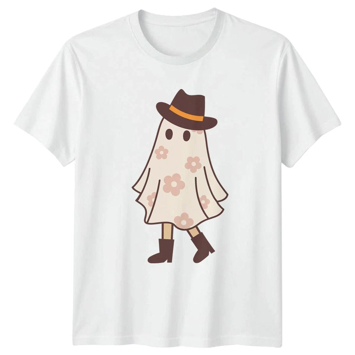 Retro Floral Cute Cowboy Ghost Womens T-Shirt Retro Cowboy Ghost Halloween Gift Unisex T-shirt, Sweatshirt, Hoodie, Long Sleeve Tee - T-Shirt, Sweatshirt, Hoodie