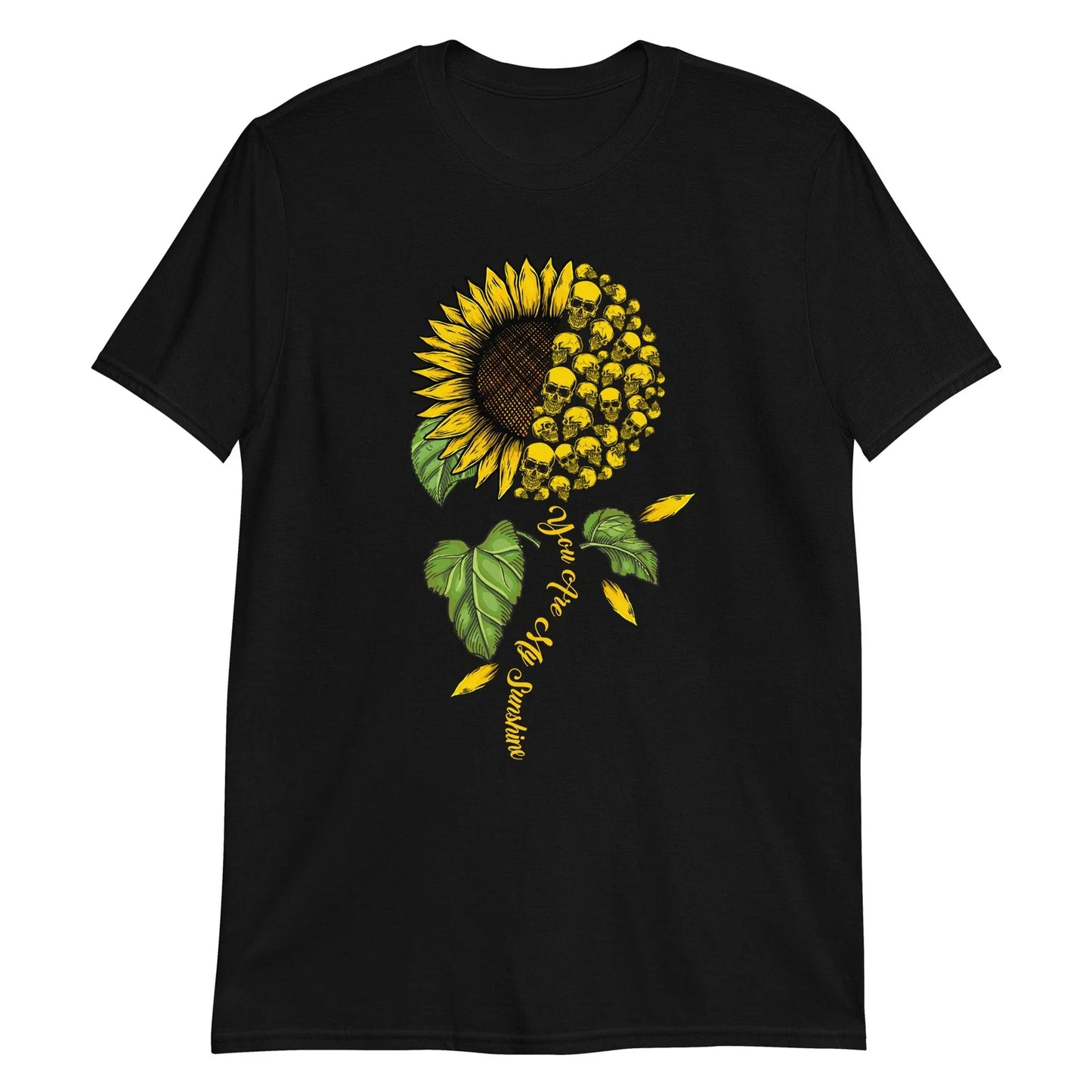 Gothic Sunflower Skull Unisex T-Shirt, Rock, Metal, Horror, Death, Grunge, Biker Unisex T-shirt, Sweatshirt, Hoodie, Long Sleeve Tee - T-Shirt, Sweatshirt, Hoodie