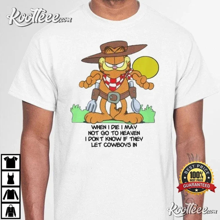 Garfield Cowboy Heaven T-Shirt - S-5XL Unisex T-shirt, Sweatshirt, Hoodie, Long Sleeve Tee - T-Shirt, Sweatshirt, Hoodie