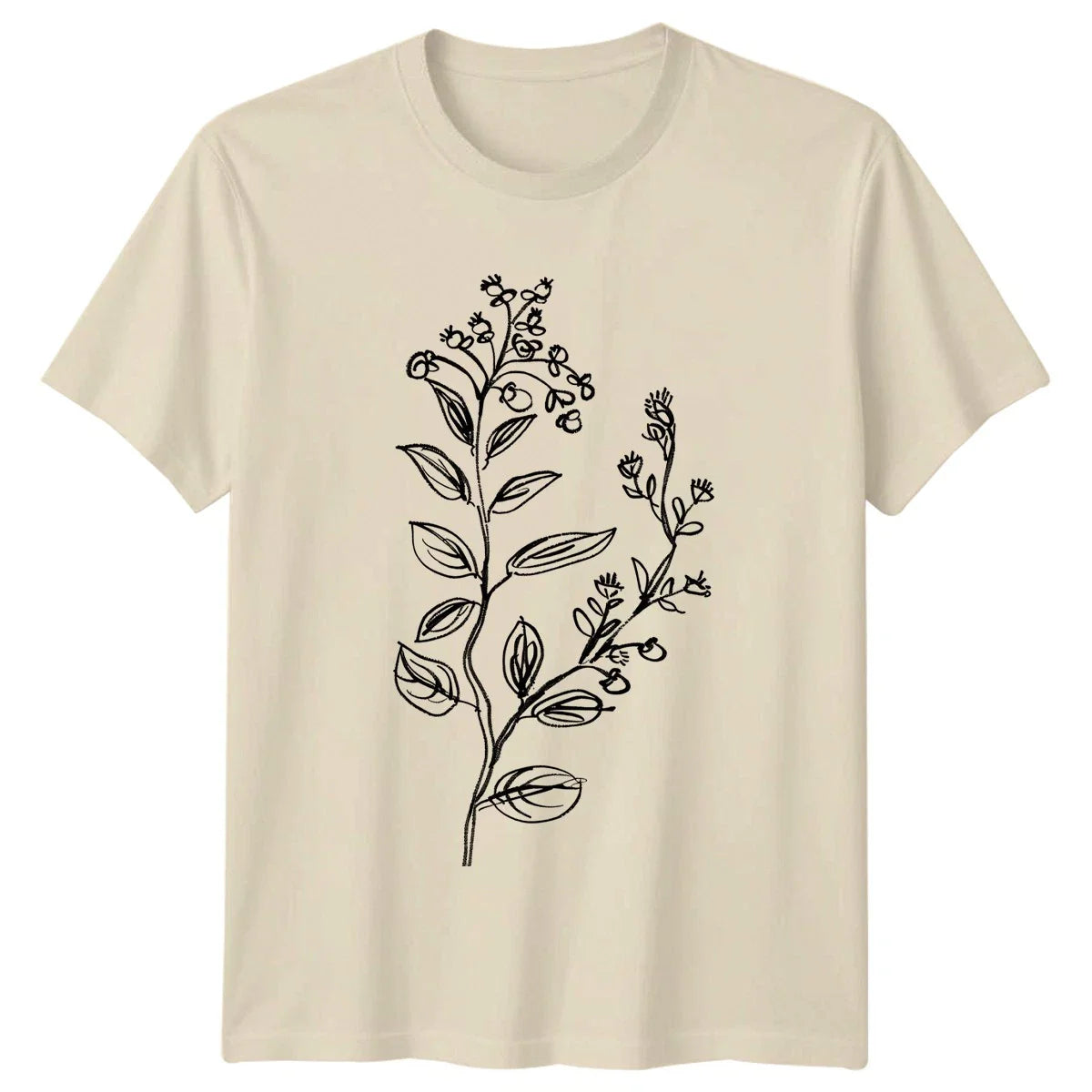 Minimalist Line Art Flower Botanical T-Shirt Boho Nature Floral Plant Design Unisex T-shirt, Sweatshirt, Hoodie, Long Sleeve Tee - T-Shirt, Sweatshirt, Hoodie