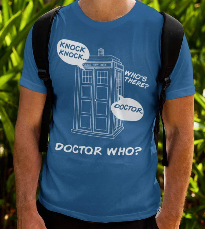 Doctor Who Tardis T-SHIRT S-3XL Funny Dr Knock Knock Joke Novelty Police Box TEE Unisex T-shirt, Sweatshirt, Hoodie, Long Sleeve Tee - T-Shirt, Sweatshirt, Hoodie