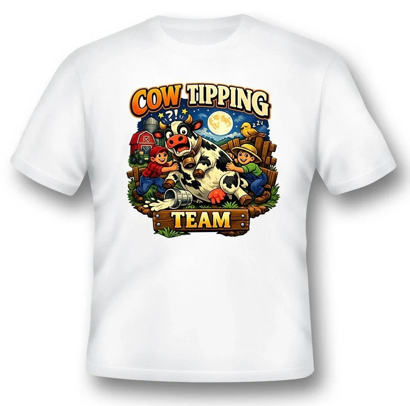 Cow tipping Team cow calf funny tee shirt black or white farm farmer Quality tee Unisex T-shirt, Sweatshirt, Hoodie, Long Sleeve Tee - T-Shirt, Sweatshirt, Hoodie