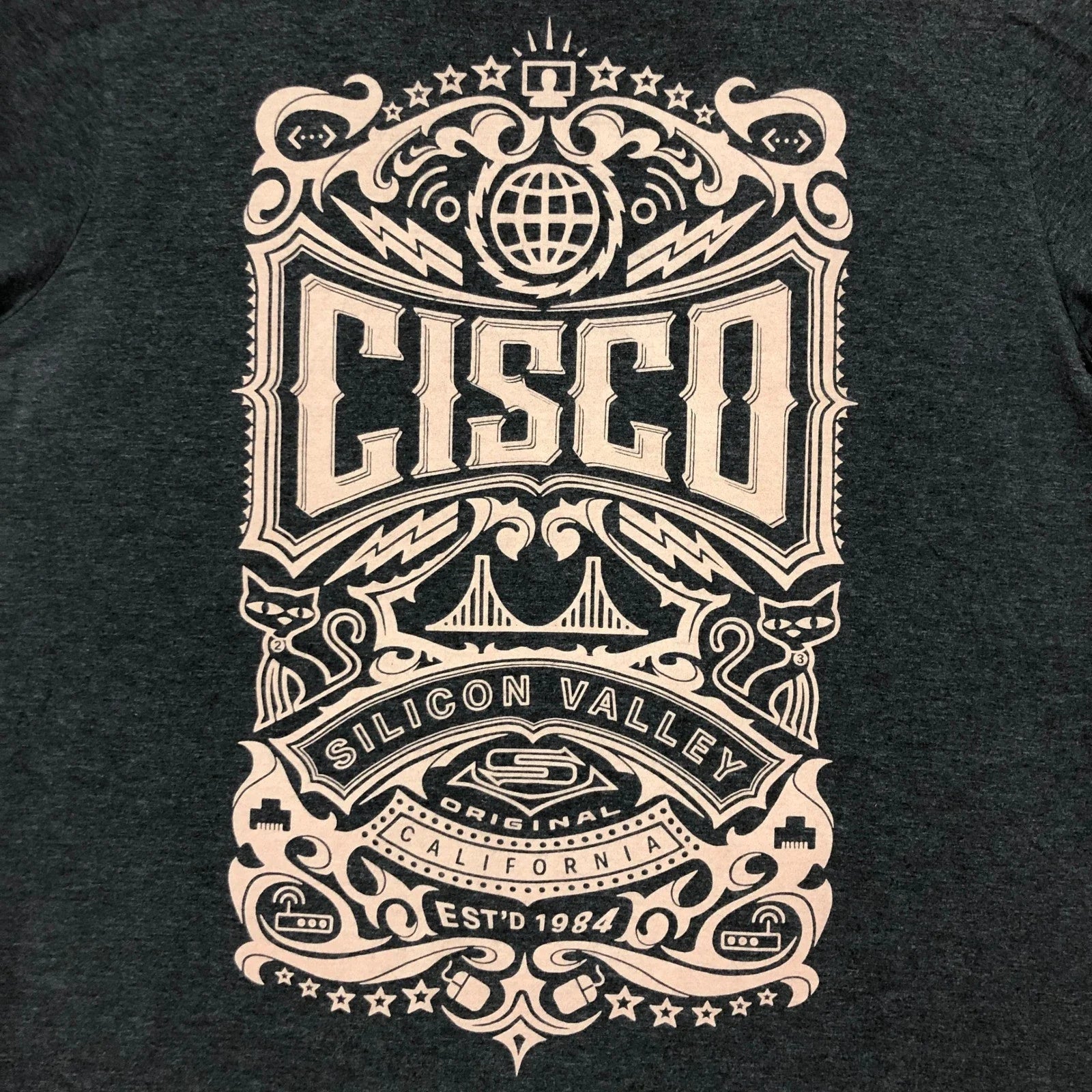 Cisco Silicon Valley T-Shirt Kustom Kult Artist Signature Series Gray Medium Unisex T-shirt, Sweatshirt, Hoodie, Long Sleeve Tee - T-Shirt, Sweatshirt, Hoodie