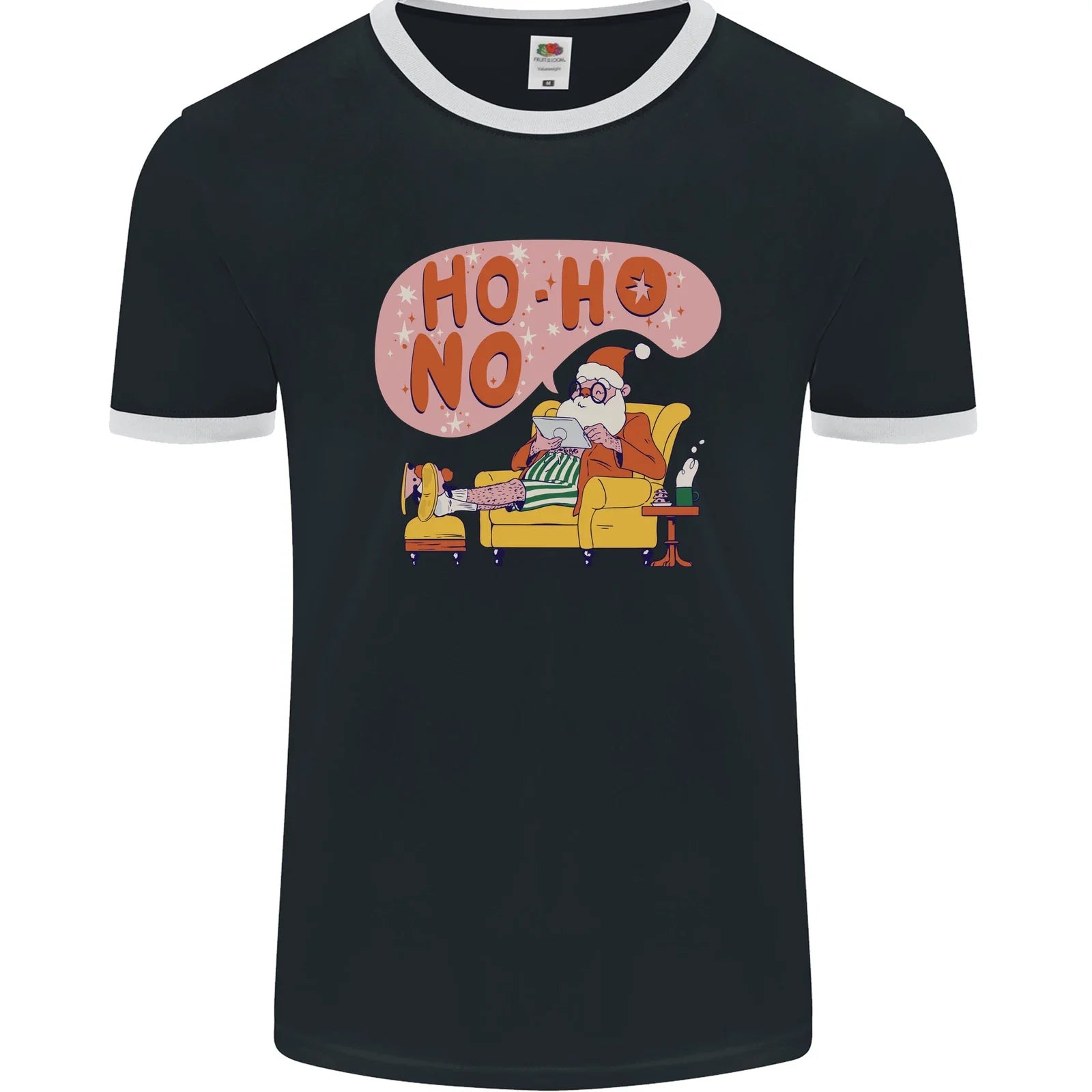 HO HO No Funny Lazy Christmas Bah Humbug Xmas Mens Ringer T-Shirt FotL Unisex T-shirt, Sweatshirt, Hoodie, Long Sleeve Tee - T-Shirt, Sweatshirt, Hoodie