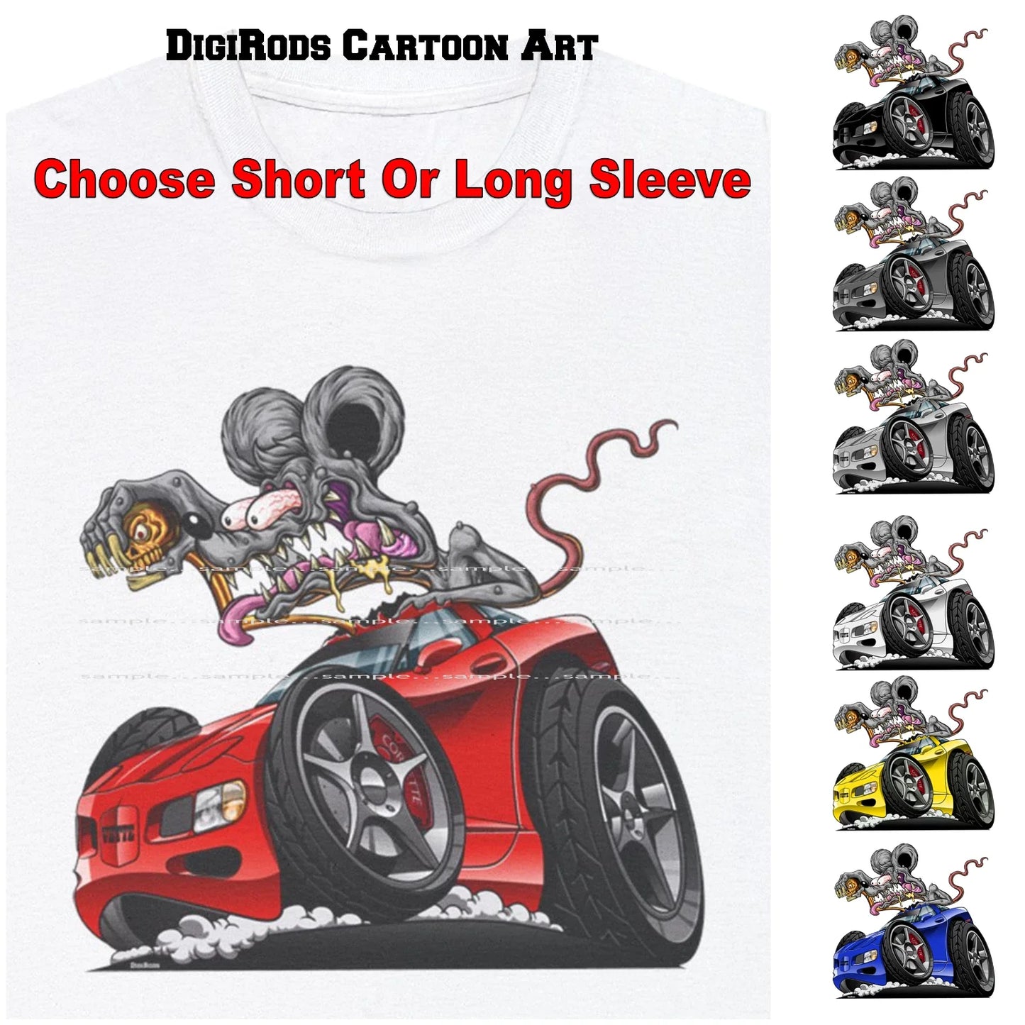 DigiRods Rat Rod Racer Corvette C5 Racing Model DigiRods Cartoon Car T Shirt Unisex T-shirt, Sweatshirt, Hoodie, Long Sleeve Tee - T-Shirt, Sweatshirt, Hoodie