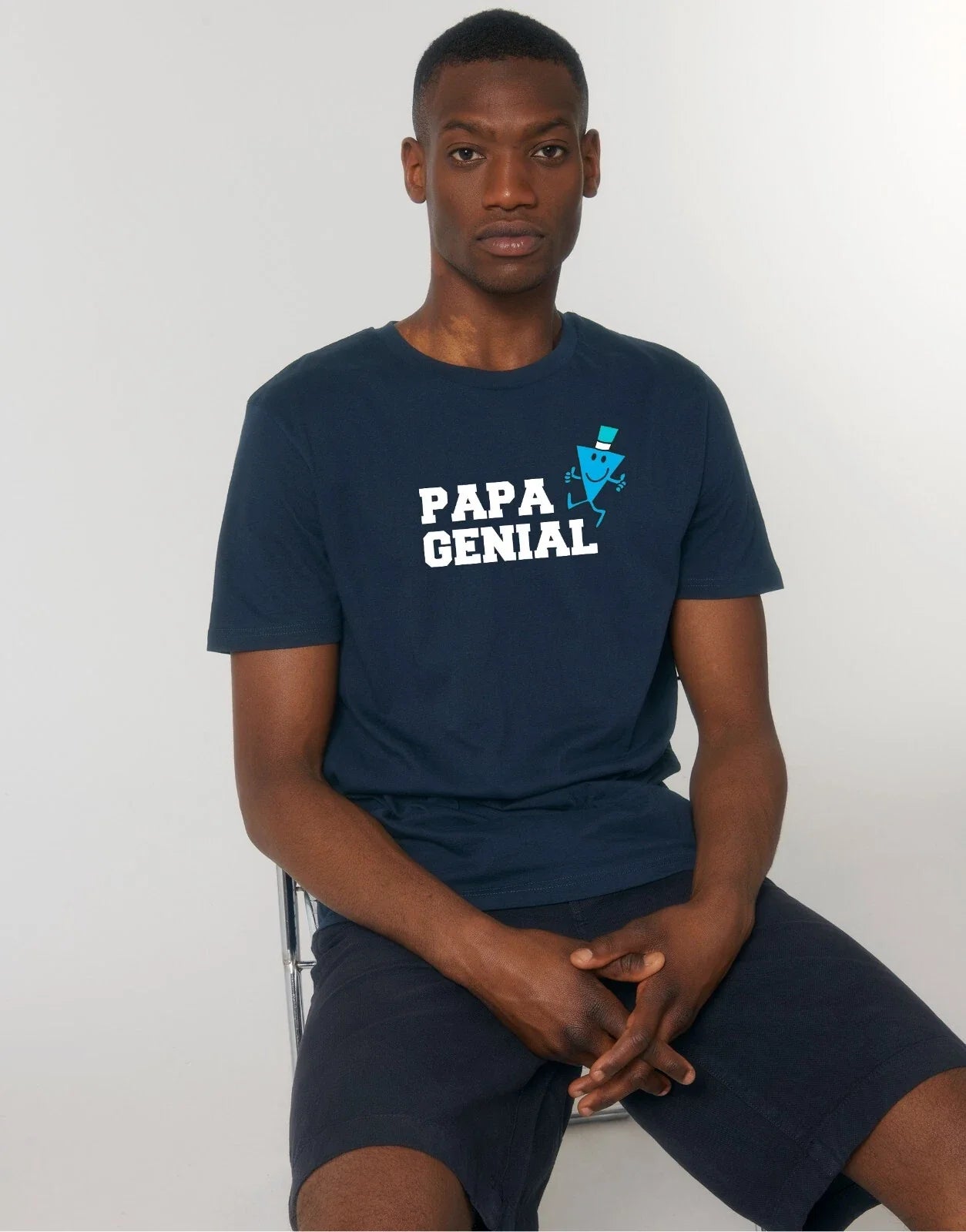 T-Shirt Man short Sleeve Papa Awsome Color Navy Blue Unisex T-shirt, Sweatshirt, Hoodie, Long Sleeve Tee - T-Shirt, Sweatshirt, Hoodie