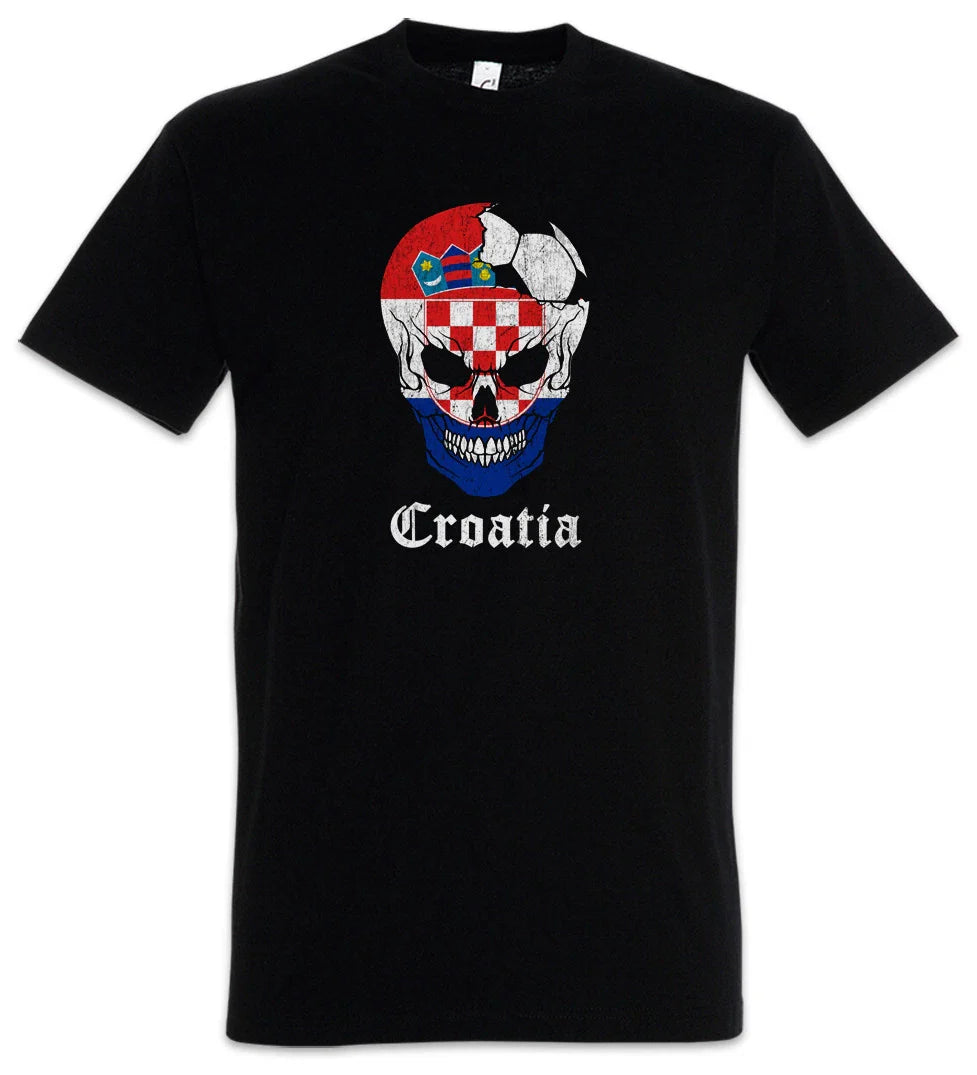 Croatia Football Skull I T-Shirt croatian Soccer Flag Banner World Championship Unisex T-shirt, Sweatshirt, Hoodie, Long Sleeve Tee - T-Shirt, Sweatshirt, Hoodie