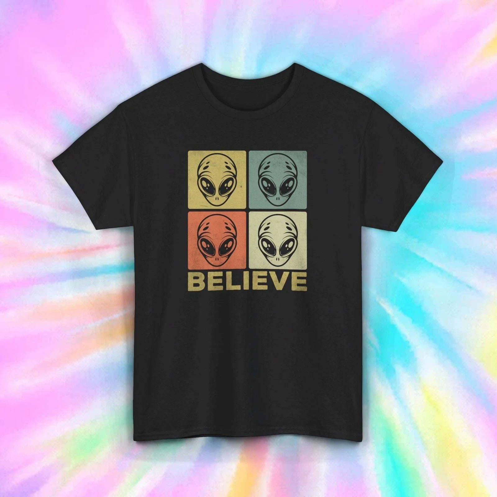 Alien Believe Shirt | Retro Sci-Fi UFO Graphic Tee | Space Enthusiast Gift S-5XL Unisex T-shirt, Sweatshirt, Hoodie, Long Sleeve Tee - T-Shirt, Sweatshirt, Hoodie