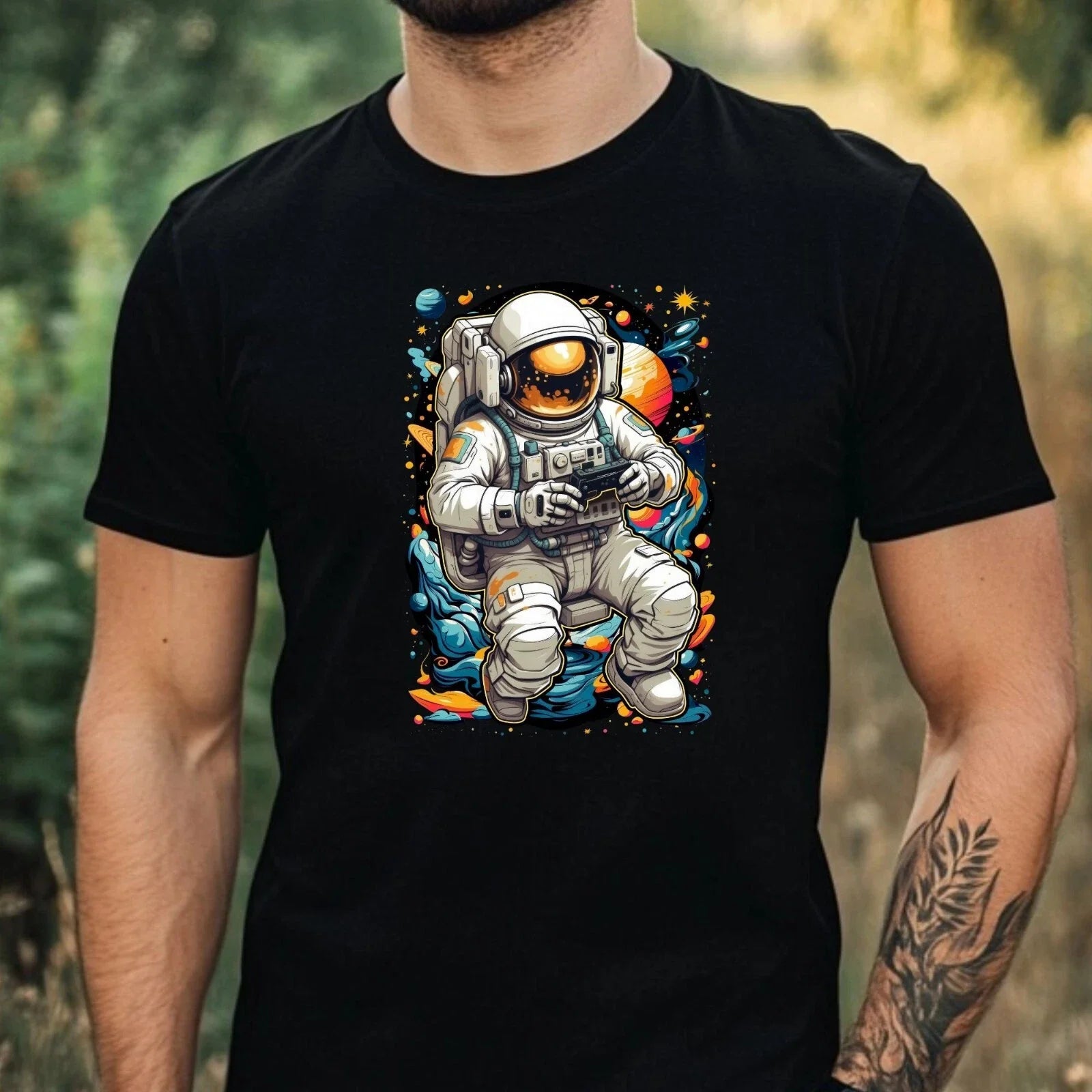 Mens Astronaut Motif Cotton T-Shirt Size XS to 5XL Unisex T-shirt, Sweatshirt, Hoodie, Long Sleeve Tee - T-Shirt, Sweatshirt, Hoodie