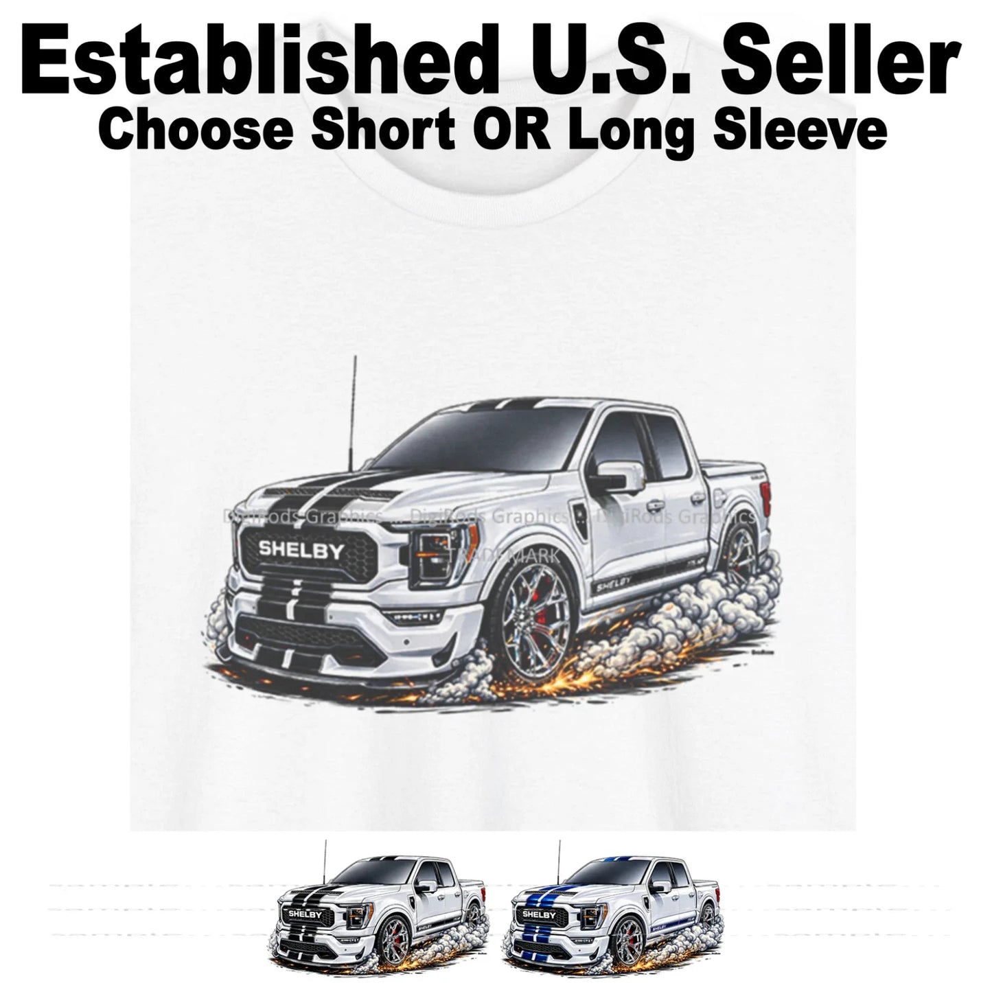 DigiRods DigiRods Ford F-150 Shelby Super Snake Side View Cartoon Truck T Shirt Unisex T-shirt, Sweatshirt, Hoodie, Long Sleeve Tee - T-Shirt, Sweatshirt, Hoodie