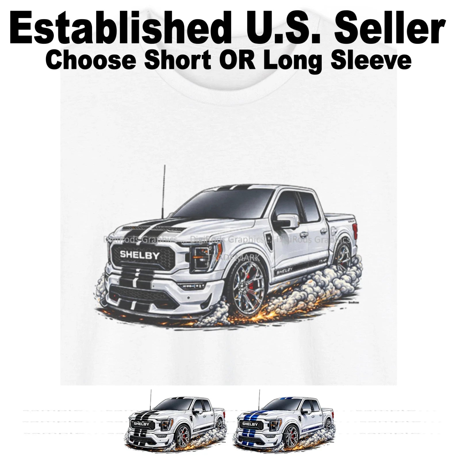 DigiRods DigiRods Ford F-150 Shelby Super Snake Side View Cartoon Truck T Shirt Unisex T-shirt, Sweatshirt, Hoodie, Long Sleeve Tee - T-Shirt, Sweatshirt, Hoodie