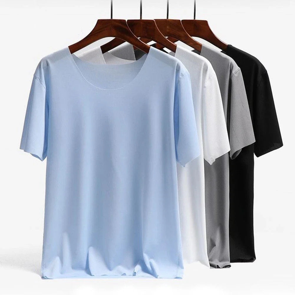 Men's Ultra-Thin Ice Silk Short Sleeve Tee for Home Wear and Daily Life Unisex T-shirt, Sweatshirt, Hoodie, Long Sleeve Tee - T-Shirt, Sweatshirt, Hoodie