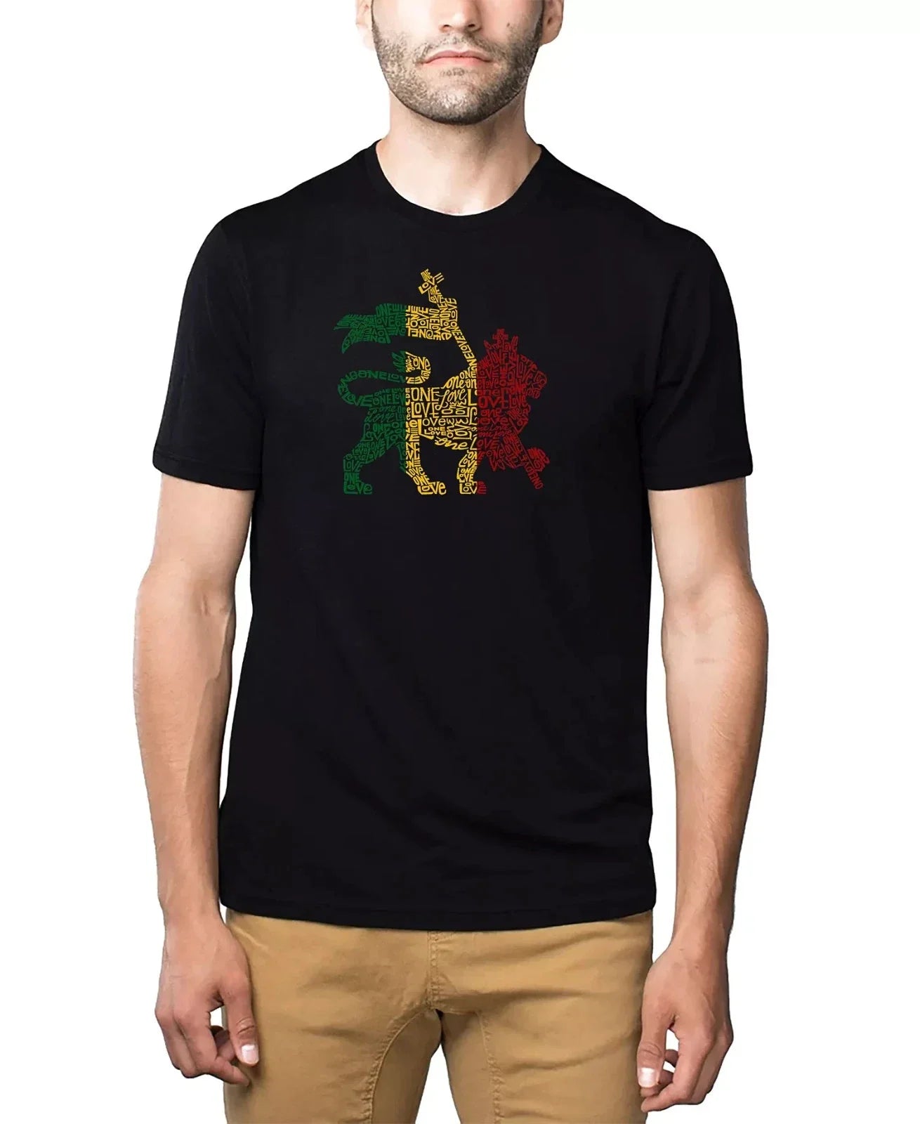 Gildan Mens Black LA Pop Art Word Art Rasta Lion One Love Graphic T-Shirt 3XL Unisex T-shirt, Sweatshirt, Hoodie, Long Sleeve Tee - T-Shirt, Sweatshirt, Hoodie