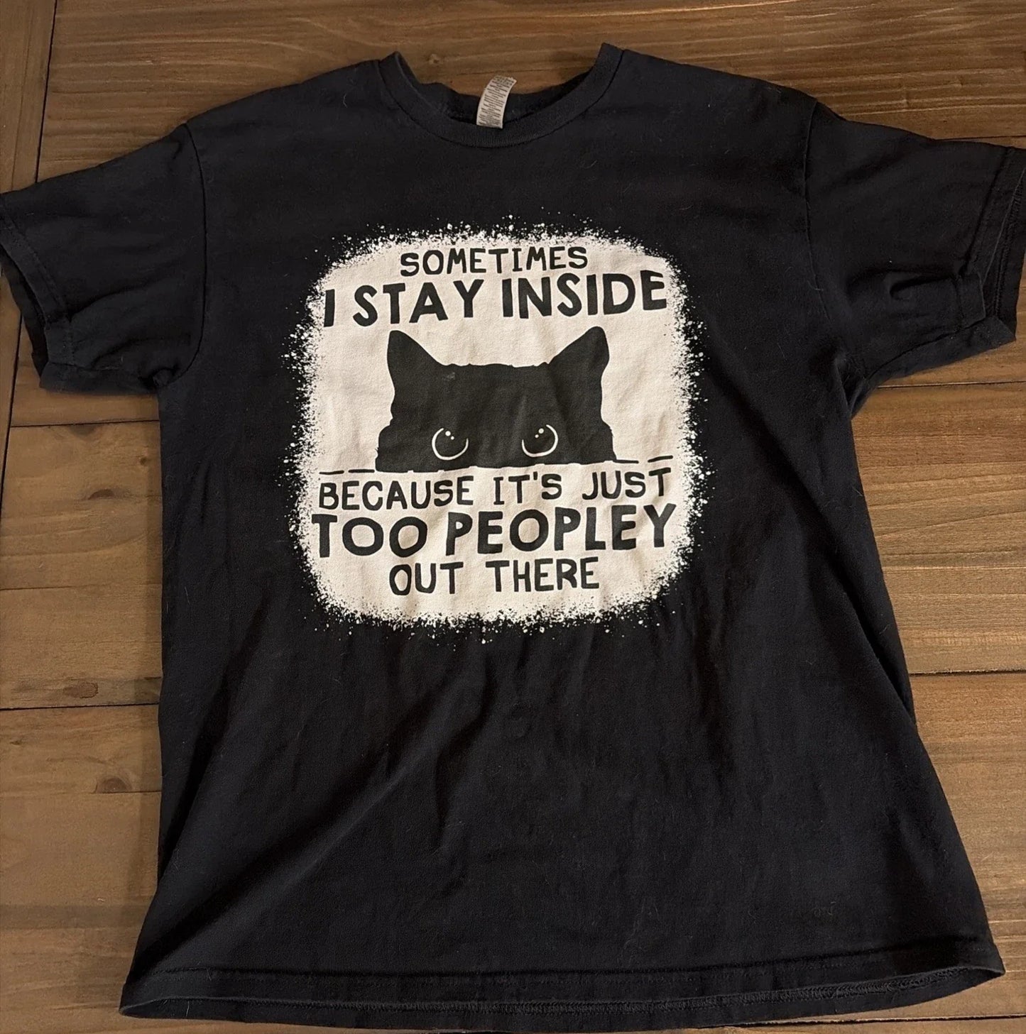 Gildan Graphic Cat Too peopley out there Introvert T-shirt Mens Large Black Unisex T-shirt, Sweatshirt, Hoodie, Long Sleeve Tee - T-Shirt, Sweatshirt, Hoodie