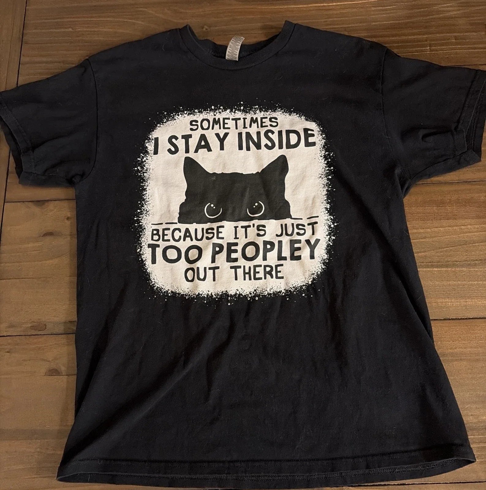 Gildan Graphic Cat Too peopley out there Introvert T-shirt Mens Large Black Unisex T-shirt, Sweatshirt, Hoodie, Long Sleeve Tee - T-Shirt, Sweatshirt, Hoodie
