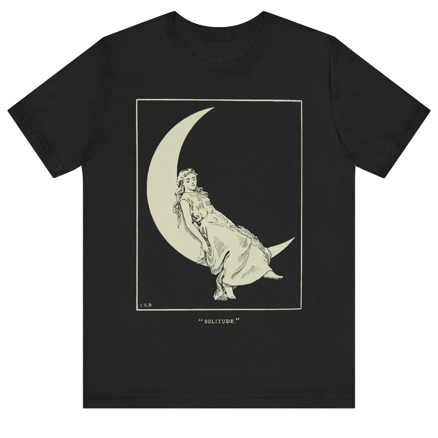 Solitude Crescent Moon Girl Vintage Gothic Victorian Art Unisex Unisex Tee Unisex T-shirt, Sweatshirt, Hoodie, Long Sleeve Tee - T-Shirt, Sweatshirt, Hoodie