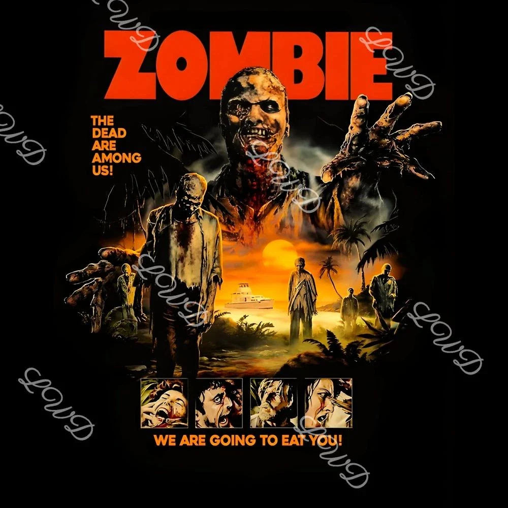 Zombie Movie Poster T-Shirt | Horror Retro Graphic Art Tee | Lucio Fulci Unisex T-shirt, Sweatshirt, Hoodie, Long Sleeve Tee - T-Shirt, Sweatshirt, Hoodie