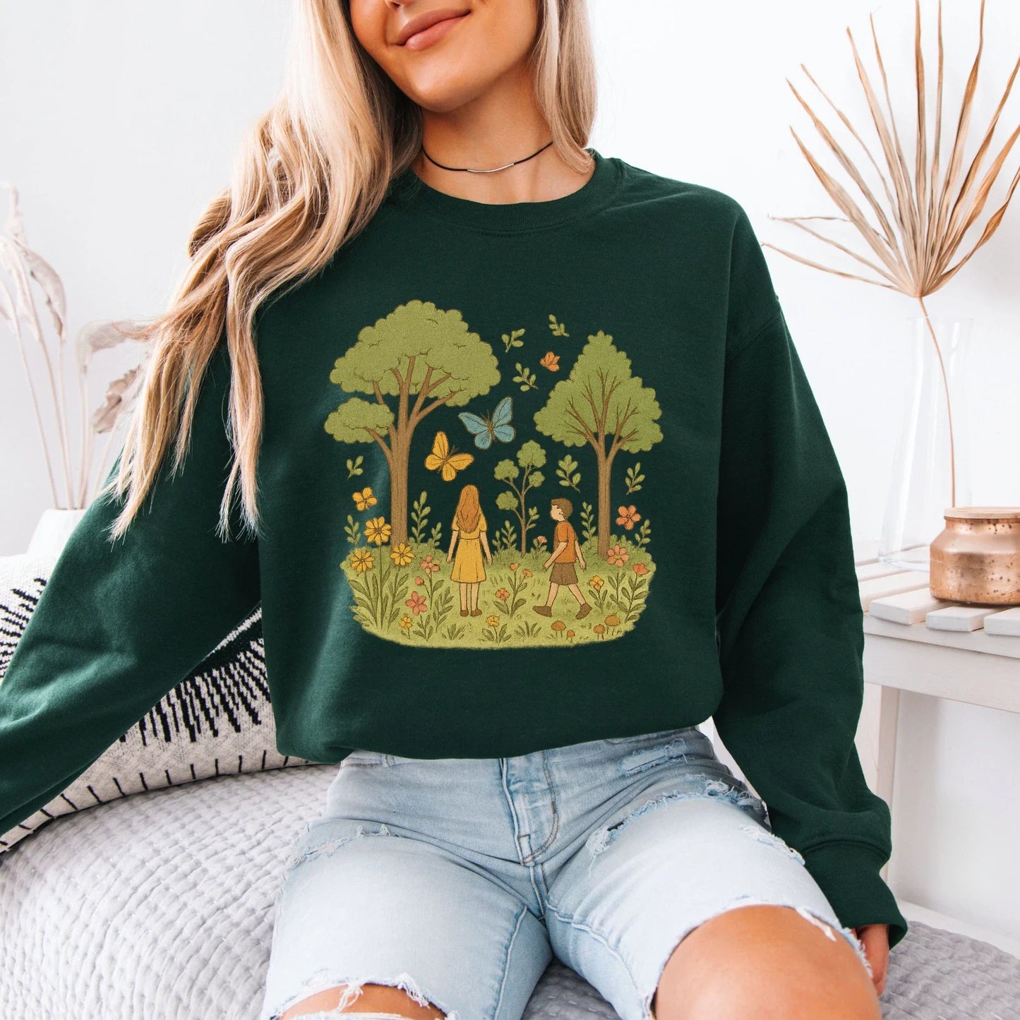 Nature Kids Shirt Sweatshirt Cute Forest Scene Aesthetic Graphic Gift Unisex T-shirt, Sweatshirt, Hoodie, Long Sleeve Tee - T-Shirt, Sweatshirt, Hoodie