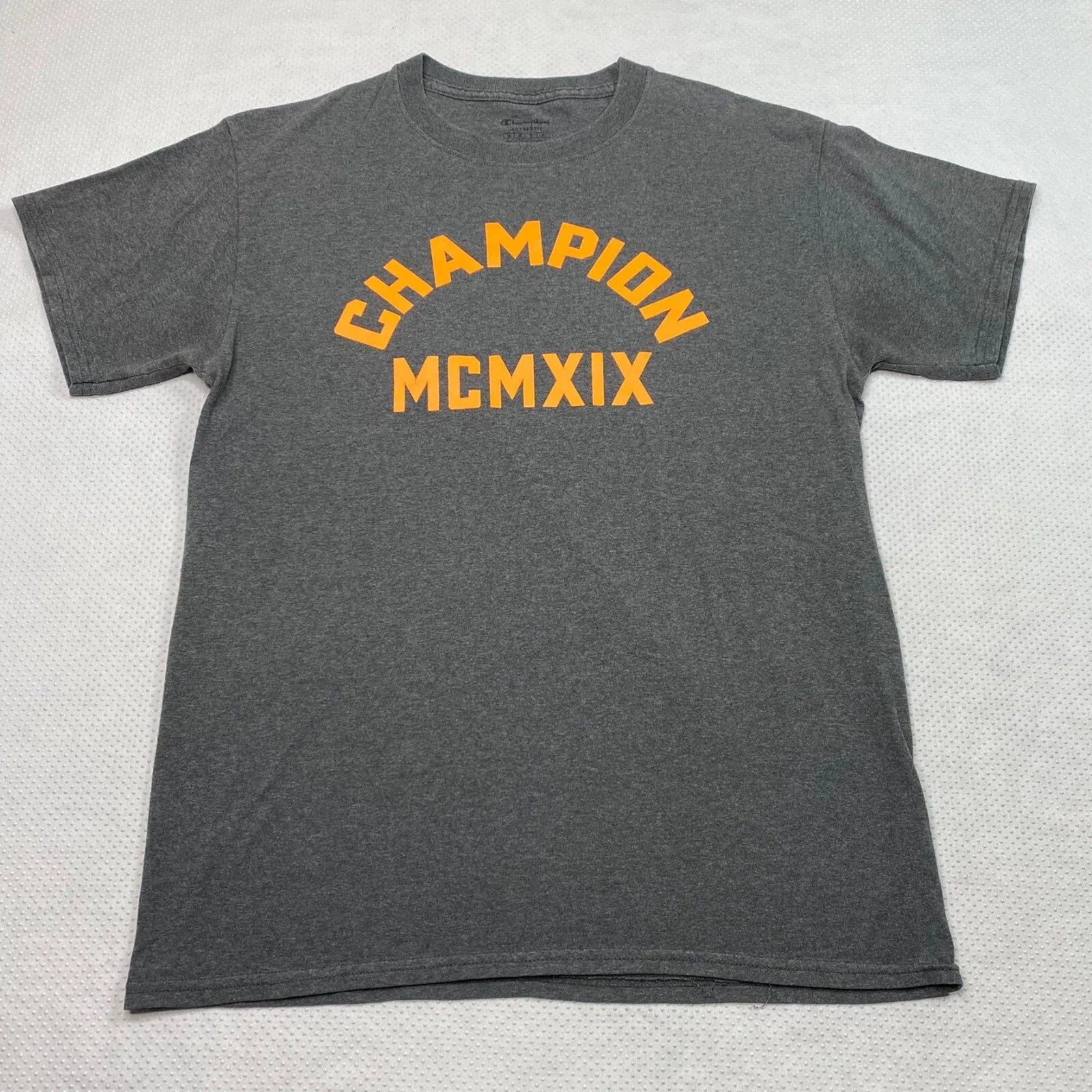 Champion Mens T Shirt sz M Gray Short Sleeve Crew Neck Minimalist Streetwear Unisex T-shirt, Sweatshirt, Hoodie, Long Sleeve Tee - T-Shirt, Sweatshirt, Hoodie
