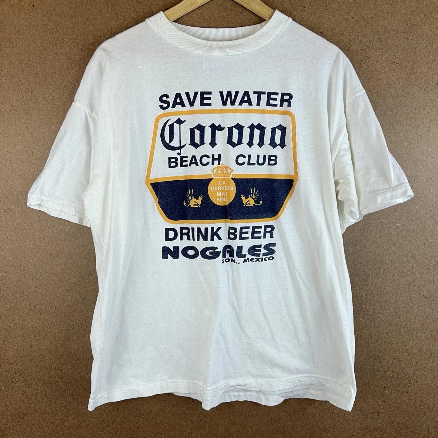 VTG Y2K Corona Beach Club Save Water Drink Beer Mexico T-Shirt Med Unisex T-shirt, Sweatshirt, Hoodie, Long Sleeve Tee - T-Shirt, Sweatshirt, Hoodie
