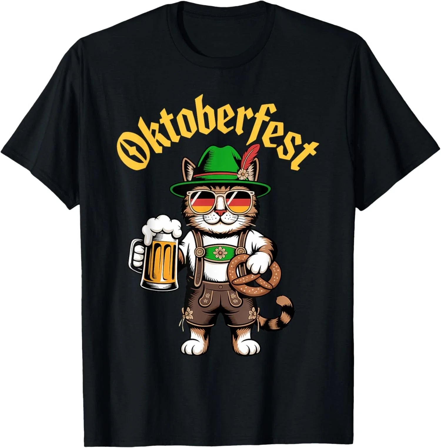 Funny Oktoberfest Cute Cat Pretzel Beer Party Unisex T-Shirt Unisex T-shirt, Sweatshirt, Hoodie, Long Sleeve Tee - T-Shirt, Sweatshirt, Hoodie