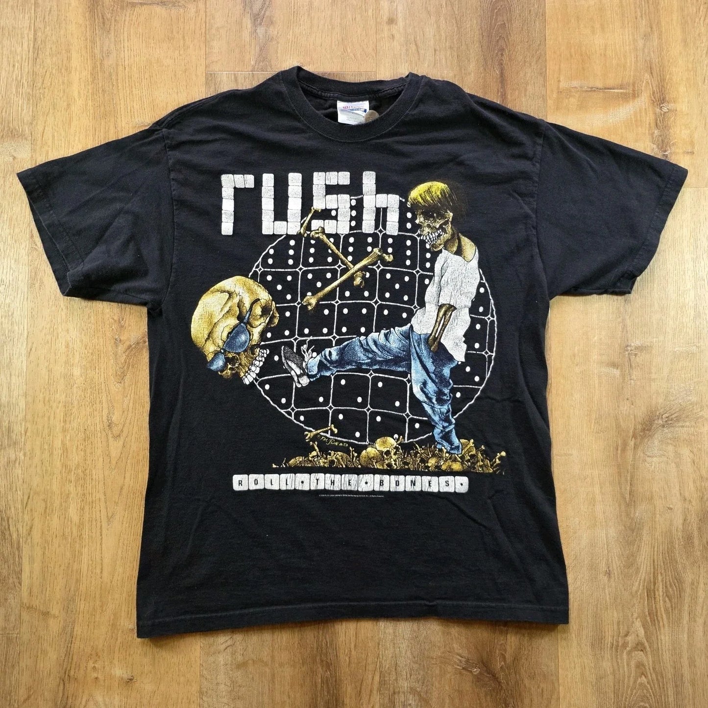 Vintage 91 Rush Roll The Bones Tour T-Shirt Black Hanes Heavyweight Rock Band XL Unisex T-shirt, Sweatshirt, Hoodie, Long Sleeve Tee - T-Shirt, Sweatshirt, Hoodie