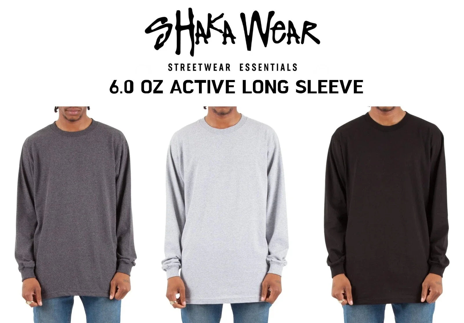 Shaka Wear Men's Active Lightweight 6.0 oz Cotton Crew Neck Long Sleeve T-shirt Unisex T-shirt, Sweatshirt, Hoodie, Long Sleeve Tee - T-Shirt, Sweatshirt, Hoodie