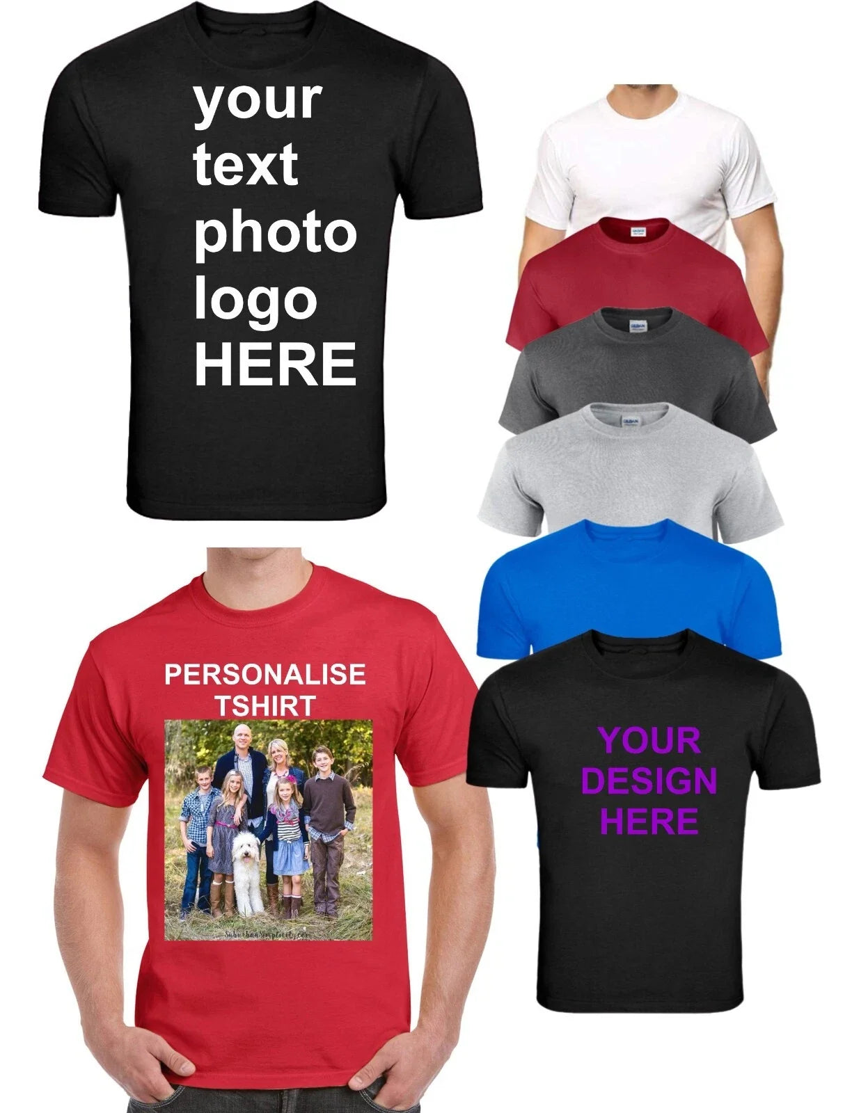 Personalised T-Shirt Custom Any Photo & Text Printing  personalise T-shirt. Unisex T-shirt, Sweatshirt, Hoodie, Long Sleeve Tee - T-Shirt, Sweatshirt, Hoodie