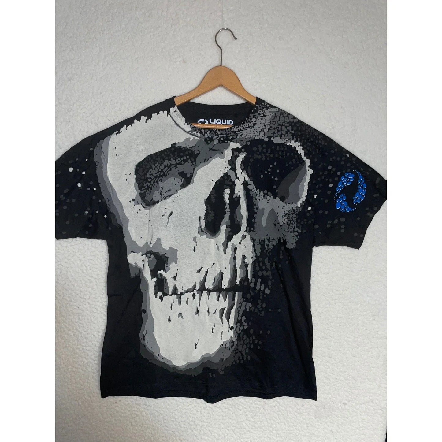 Liquid Blue Skull Skeleton Graphic TShirt Mens XL Black aop Travis Scott destroy Unisex T-shirt, Sweatshirt, Hoodie, Long Sleeve Tee - T-Shirt, Sweatshirt, Hoodie