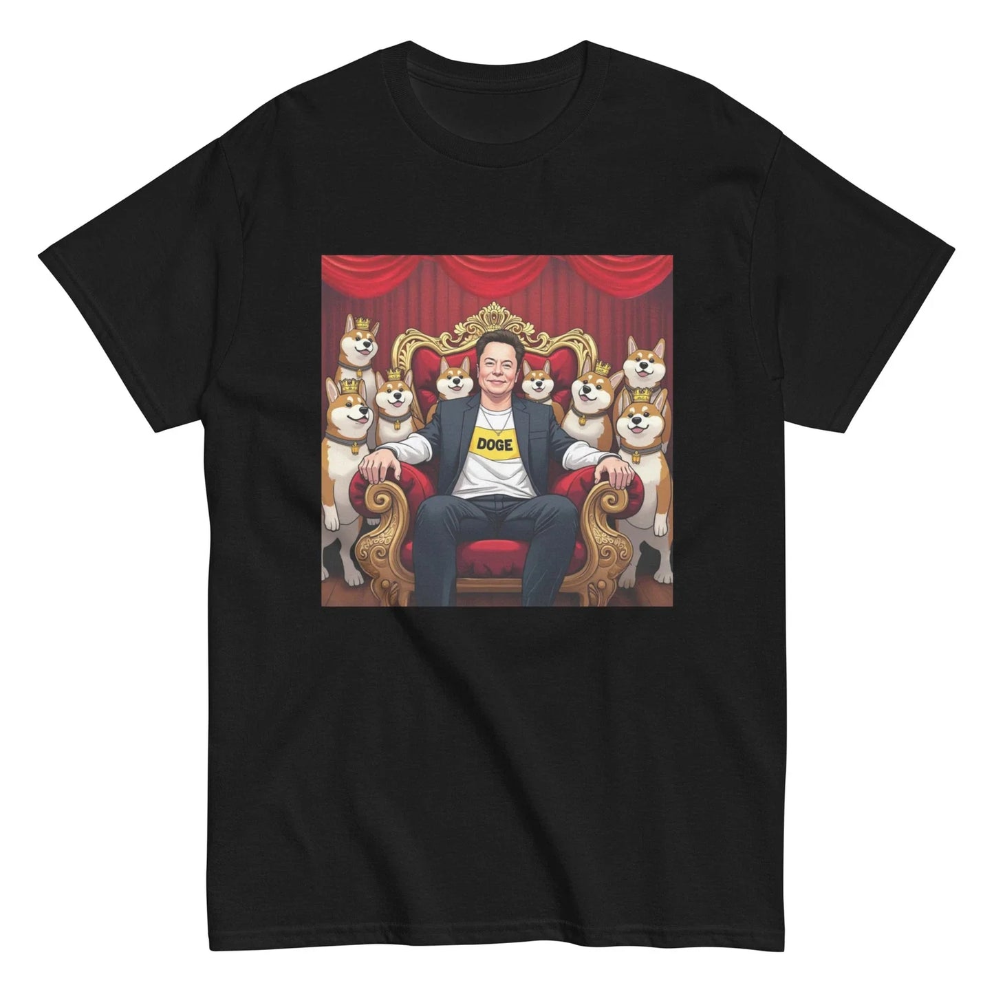 King Doge Elon funny graphic meme crypto Unisex tee Unisex T-shirt, Sweatshirt, Hoodie, Long Sleeve Tee - T-Shirt, Sweatshirt, Hoodie