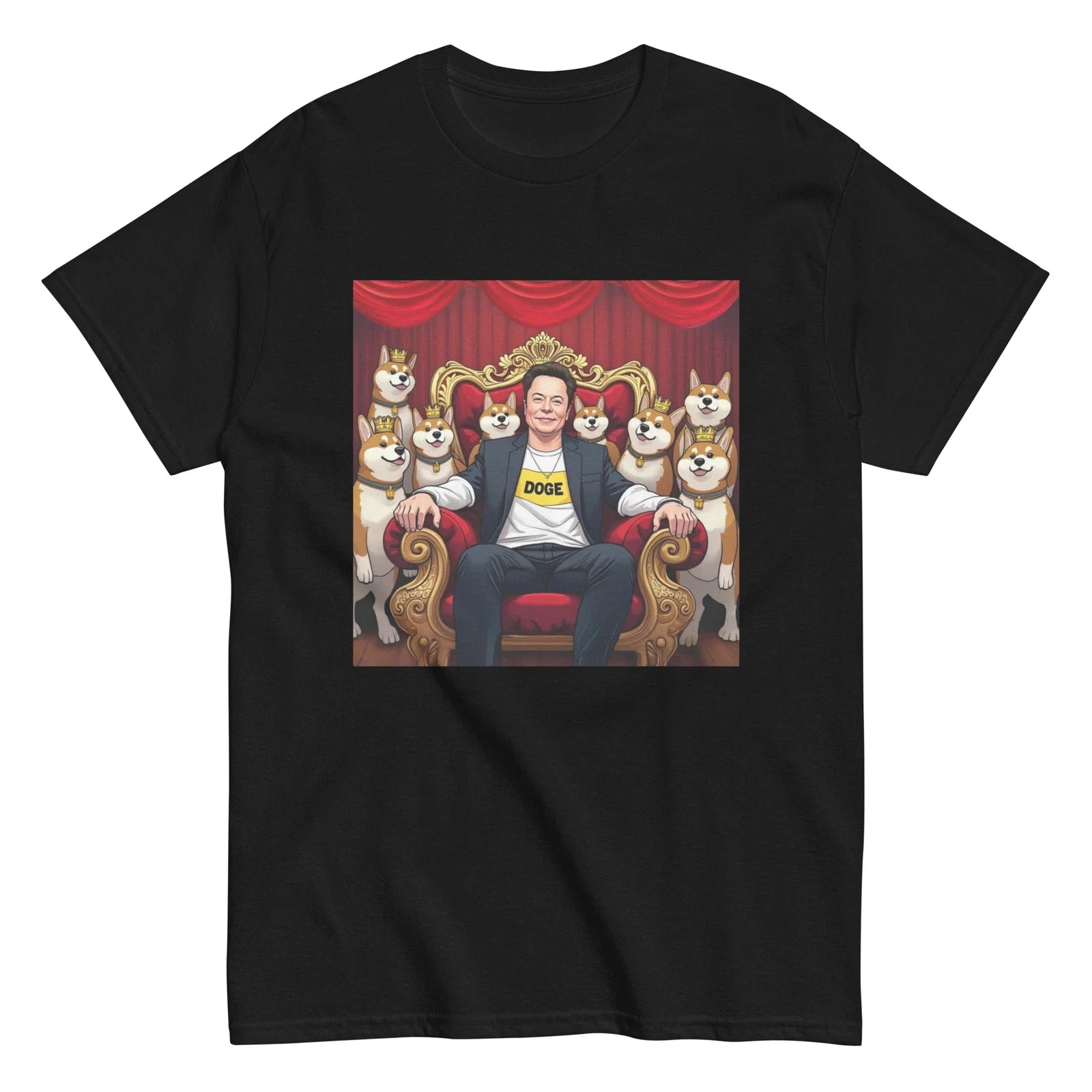 King Doge Elon funny graphic meme crypto Unisex tee Unisex T-shirt, Sweatshirt, Hoodie, Long Sleeve Tee - T-Shirt, Sweatshirt, Hoodie