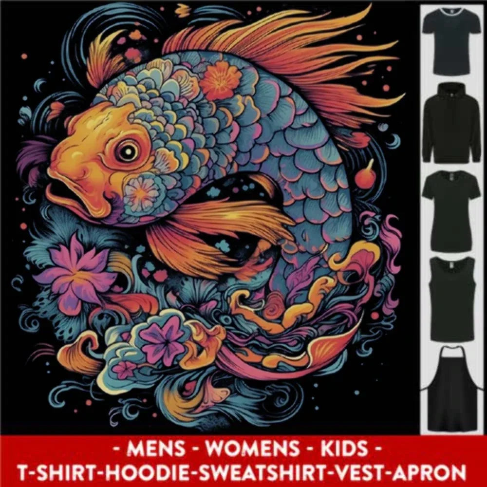 Psychedelic Koi Carp Fish Mens Womens Kids Unisex Unisex T-shirt, Sweatshirt, Hoodie, Long Sleeve Tee - T-Shirt, Sweatshirt, Hoodie