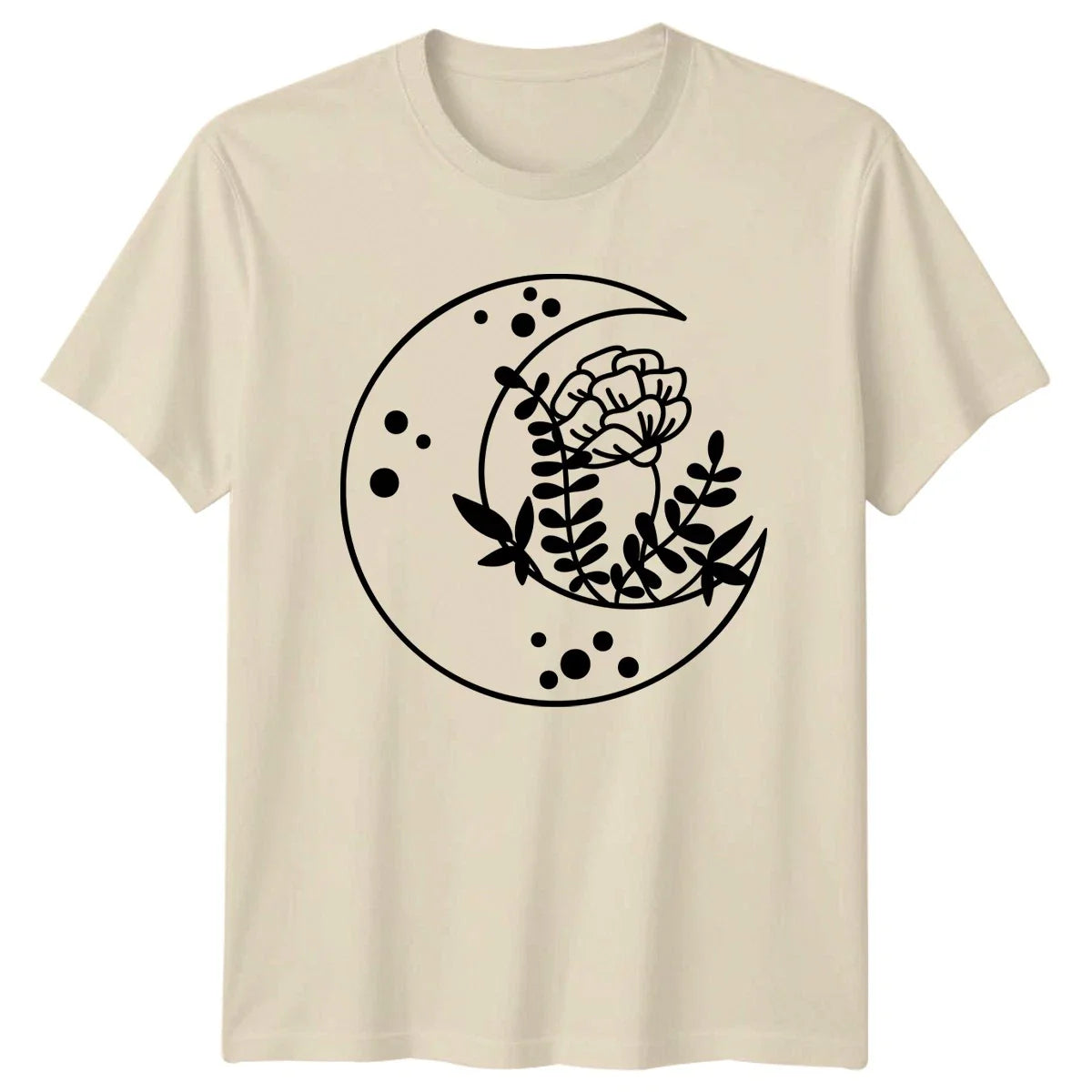 Crescent Moon Flowers T-Shirt Celestial Boho Nature Birthday Gift Unisex T-shirt, Sweatshirt, Hoodie, Long Sleeve Tee - T-Shirt, Sweatshirt, Hoodie
