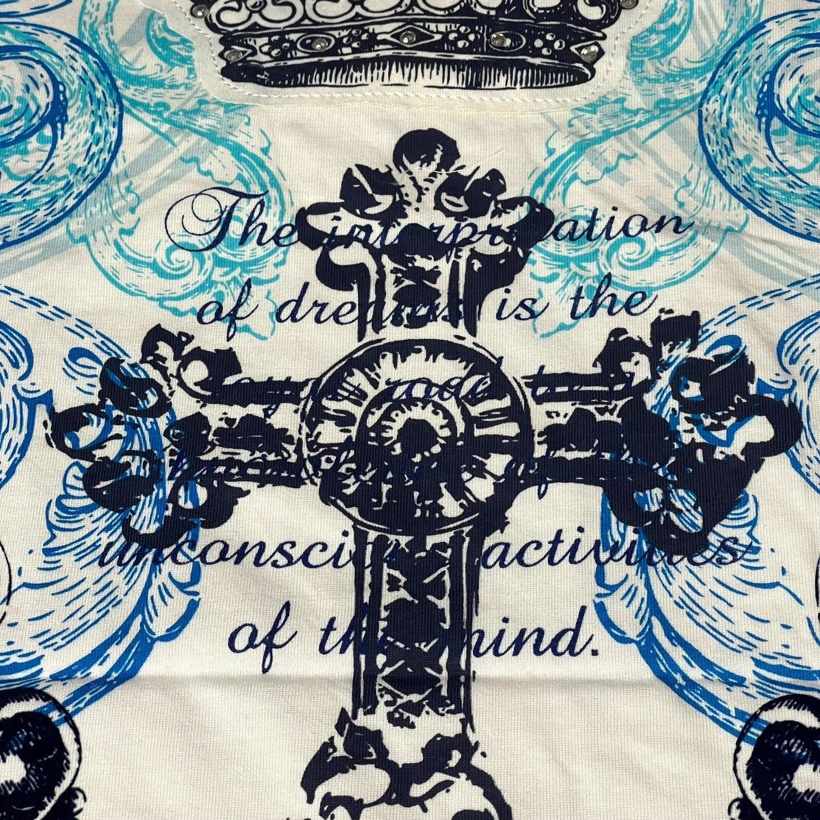 NWT Y2K Ablanche White 2XL 100% Cotton Embroidered ROYAL POWER Cross And Crown Unisex T-shirt, Sweatshirt, Hoodie, Long Sleeve Tee - T-Shirt, Sweatshirt, Hoodie