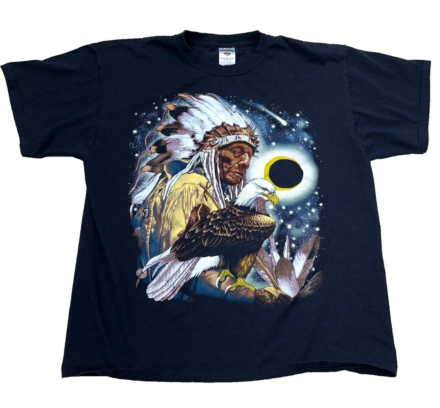 Vintage Indian Shirt Men XL Black Tee Y2K Nature Eagle 2000s Cyber Adult Skate Unisex T-shirt, Sweatshirt, Hoodie, Long Sleeve Tee - T-Shirt, Sweatshirt, Hoodie