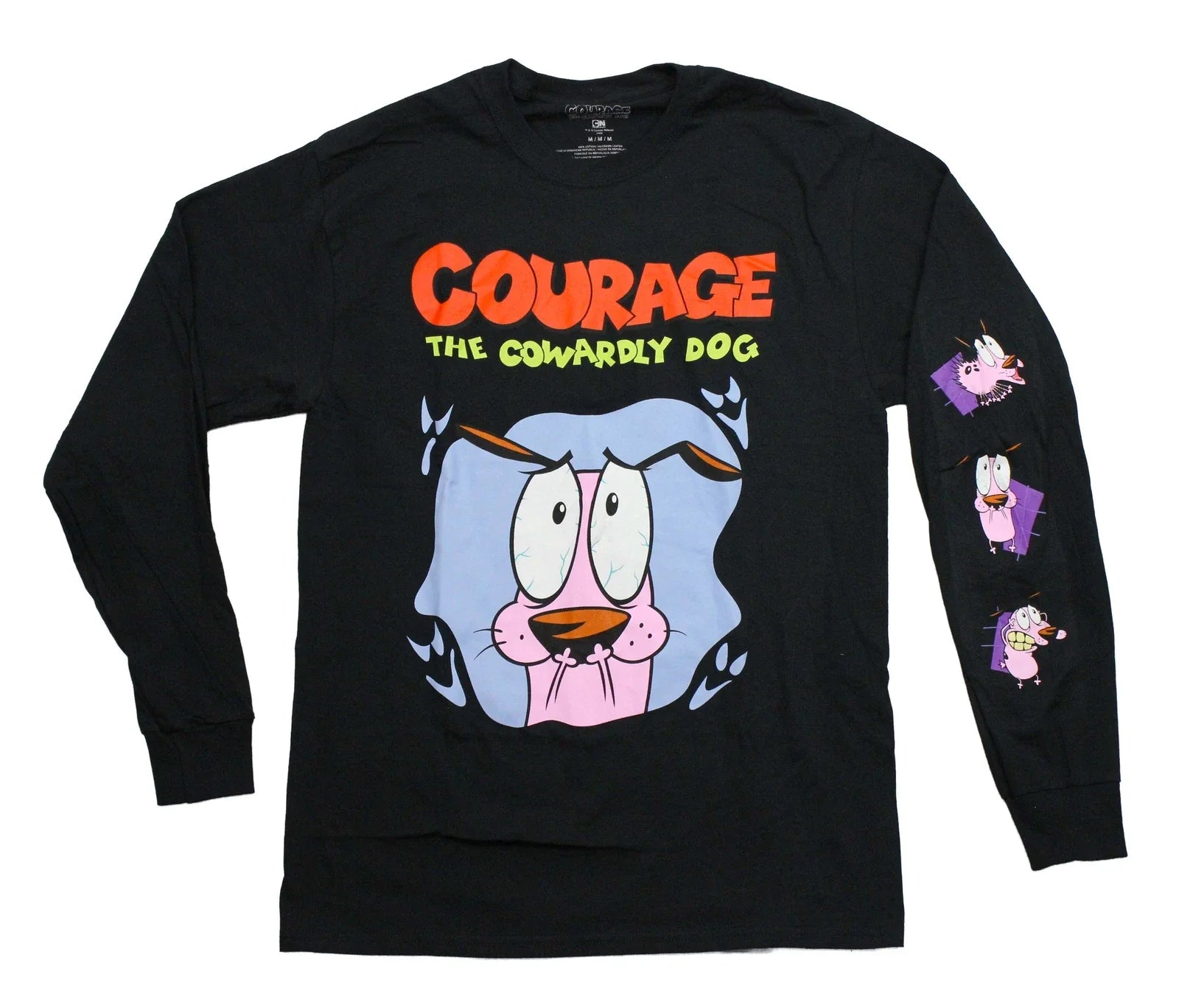 Courage the Cowardly Dog Mens Long Sleeve T-Shirt - Hands over Mouth Unisex T-shirt, Sweatshirt, Hoodie, Long Sleeve Tee - T-Shirt, Sweatshirt, Hoodie